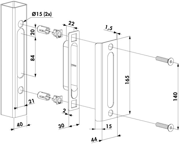 ANSCHLAG,STILTOR,FLACH,40MM,ALU-NAT