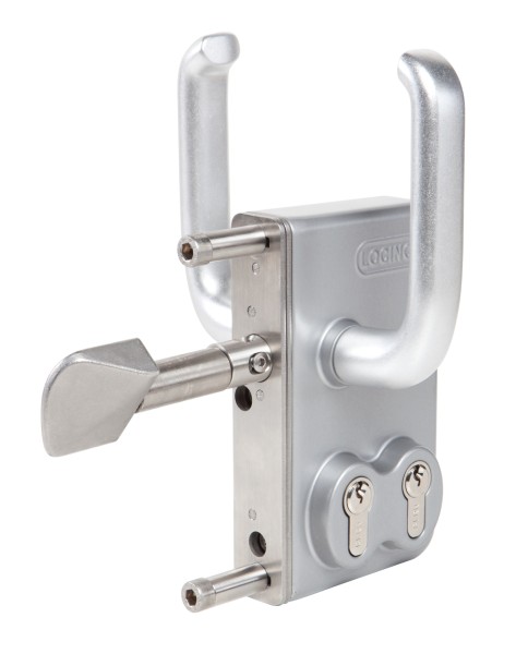 2 PZ Schiebetorschloss, silber 40mm