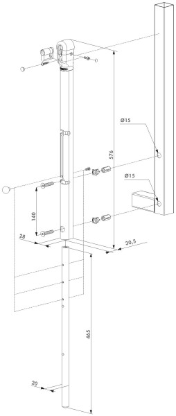 Bolzen-Stangenriegel "Keydrop" abschließbar, 7016-anthrazit