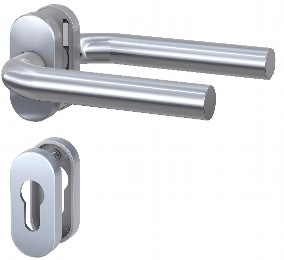 Drückergarnitur gerade, ovale Rosetten Edelstahl