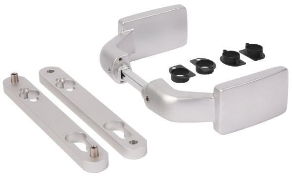 Knaufpaar, gekröpft mit Langschildern 92er Entf Locinox